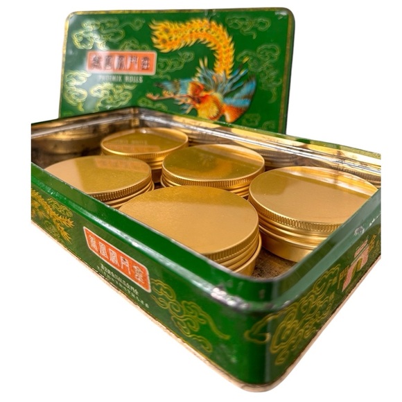 Golden Phoenix Green Enamel Tin Stash Box - Picture 8 of 9